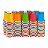 Amazon Basics Vasos de papel para eventos, desechables, compostables, 355 ml, paquete de 200, rojo, amarillo, azul, naranja, verde, rosa