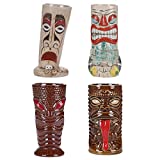vasos Tiki Tiki Tiki Juego de 4 Tazas de cerámica divertidas Stein de vidrio Taza de café linda Kit de vasos para fiestas Big Blue Hot Bird para adornos de Navidad Taza transparente
