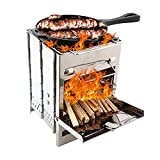 Estufa de Camping plegable Lixada, estufa de leña de mochilero de acero inoxidable, Mini parrilla de barbacoa con mochila para acampar