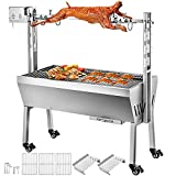 VEVOR Asador Cordero Barbacoa Capacidad 40kg Sin Placa, Parrilla Barbacoa Motor Eléctrico 25W Con Tenedor Asado, Barbacoa De Acero Inoxidable Horno De Pie Con Plataforma Y Ruedas Para Camping