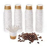 Juego Completo de 100 Tazas de Café de Papel Desechables y Tazas Compostables Ecológicas Biodegradables Tazas de Capuchino Espresso Kit de Tazas y Cucharas de Cartón Reciclable Bio Desechable (100 uds)