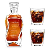 Juego de decantador de whisky de vidrio Maverton - 700ml - Grabado personalizado - Jarra con 2 vasos - Idea de regalo de cumpleaños - Para hombres - Arturo