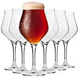 Vasos Krosno Copas Cerveza Artesanal Vaso Tulipano | Juego de 6 | 420ML | Colección Vanguardia | Perfecto para el hogar y fiestas | Apto para lavavajillas y microondas.