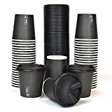 PZ 100 Vaso de papel para café negro de 4 OZ + PZ 100 Tapa negra con PICO