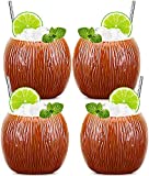 SuproBarware Tiki - Set de 4 Vasos 530ml Motivo Hawaiano para Cócteles y Tiki (4 piezas)