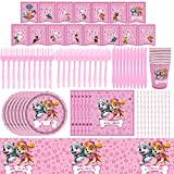 Juego de artículos de fiesta de 82 piezas Juego de vajilla para fiesta de cumpleaños Nesloonp Juego de fiesta temática de dibujos animados de cumpleaños Vasos de papel Platos de fiesta de cumpleaños Servilletas para 10 niños