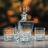 Juego de 4 vasos laterales de whisky de 326 ml y decantador cónico cuadrado de 750 ml