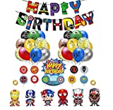 rosepartyh Decoraciones para fiestas de cumpleaños Superhéroes Globos Vengadores Globos de aluminio Banner Feliz cumpleaños Superhéroes Cake Toppers para accesorios de fiesta Suministros