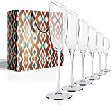 Juego de 6 copas de vino espumoso de 180 ml - Juego de 6 copas de champán de cristal sin plomo, ideal como regalo perfecto para bodas, aniversarios, Navidad y cualquier ocasión