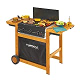 Campingaz Adelaide 3 Woody Grill Barbacoa a Gas de 3 Quemadores, Potencia de 14 kW, Sistema InstaClean EasyCleaning, Rejillas de Acero, 2 Mesas Auxiliares