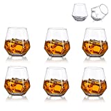 Glasseam Diamond - Juego de 6 vasos de whisky inclinados de 300 ml con aspecto moderno para hombres, mujeres, papás, maridos, amigos, bourbon/ron/bar.