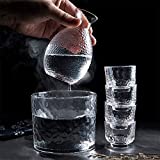 Juego de sake japonés Juego de sake de 6 piezas Juego de sake de estilo japonés Artesanía de vidrio para servicio de sake caliente / frío Traditiol Juego de sake pintado a mano 1028