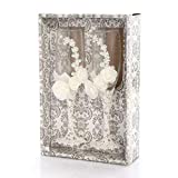 Juego de 2 copas de champán de cristal de boda - patrón floral - decoración de boda