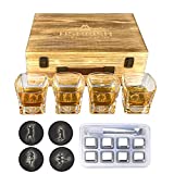 Juego de vasos de whisky Hshrish, diosa tallada de estilo antiguo, 300 ml, paquete de 4, kit de abrazadera de piedra para cubitos de hielo, posavasos de cristal, regalo para hombres