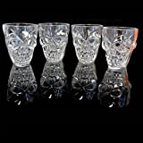 SHATCHI Juego de 4 vasos de licor de Halloween con patrón de calavera 3D, accesorios de mesa, transparente