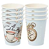 Talking Tables - Paquete de 8 vasos de papel azul Alicia en el país de las maravillas |  Vajillas desechables, reciclables |  Fiesta del té del sombrerero loco, cumpleaños, suministros TSALICE-V2-CUP