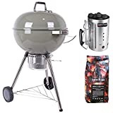 MasterCook - Barbacoa de carbón con ruedas 57cm MasterCook.  GRATIS Encendedor MasterCook y briquetas de 5 Kg. Barbacoa compacta, barbacoa con ruedas, barbacoa de carbón, barbacoa portátil