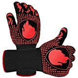 Guantes para Barbacoa, Guantes para Horno Resistencia al Calor Hasta 800 °C, Accesorios para Barbacoa Ignífugos para Parrilla, Chimenea, Hornear, Cocina (1 Par)