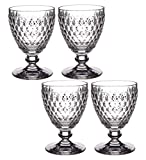 Villeroy & Boch Boston Fabricado en cristal resistente y de alta calidad con diseño de facetas, 12 cm, 4 X Copa de vino blanco, Porcelana, Blanco, 17 x 17 x 13 cm, 4 unidades