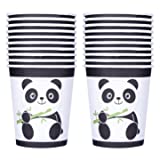BIIDY 20 Piezas Vasos de Papel Desechables Panda Lindo, Vajilla Ecológica Reciclable, para Fiesta Temática Picnic Festival Uso Diario