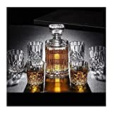 Aireador Decantador WHISKY DECANTER 7 piezas Whisky decantadores 100% Cristal sin plomo con capacidad para 750 ml con tapa para Vodka Whisky Escocés Ron Tequila Vino Decantador ZIXIAN