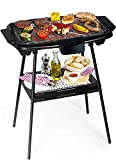 Mediawave Store - Barbacoa MASTERE Eléctrica B02S 2000W Potencia 220 V-50/60HZ Negra con Patas de Apoyo, Preparación de Excelentes Barbacoas, Asado Carne Pescado Parrilla Parrilla Gas, Jardín Balcón