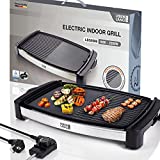Parrilla eléctrica LEBENLANG con TÜV y GS 2200 Watt |  Placa eléctrica 4 - 8 personas - Placa eléctrica para cocinar - Parrilla eléctrica teppanyaki - Parrilla eléctrica sin humo también para balcón