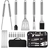 LUOWAN Kit de Barbacoa Accesorios de Barbacoa 20 Piezas Herramientas de Barbacoa de Acero Inoxidable Accesorios de Barbacoa con Pinzas de Barbacoa Portátiles Herramientas de Barbacoa Regalo Perfecto para Hombres Marido Papá y Mujer