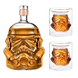 JUSSES Jarra de whisky transparente creativa, Jarra de whisky, vodka y vino, 1 botella (750ML) y 2 vasos (8,5 x 9,5 x 9 cm)
