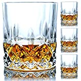 Juego de 4 vasos de whisky con grabado floral, 311,8 g, sin plomo, estilo rock antiguo, para beber bourbon escocés, coñac, whisky irlandés y cócteles a la antigua