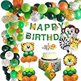 Decoraciones de cumpleaños de la selva Decoración de cumpleaños para niños Globos de cumpleaños Animales Jungle Happy Birthday Banner Decoraciones de safari Decoraciones Cumpleaños Kids Shower Party