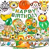 BEA's Party Jungle Birthday Jungle Decorations Globos de animales Jungle Party Animal Decorations Forest Birthday Party Kit Birthday Kids Safari Birthday Vajilla biodegradable
