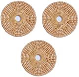 GIVBRO Posavasos de ratán, manteles individuales redondos de tela, para tazas de té, madera, resistente al calor, para ollas, teteras, 3 piezas, 13 cm