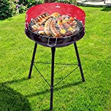 Barbacoa de carbón Bakaji Barbacoa de carbón Cocina en 2 niveles de metal con pantalla Parrilla redonda Diámetro 33 cm Jardín Terraza
