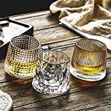 gfhdfg Juego de 3 vasos de whisky con diseño de rayas 170 ml Juego de vidrio antiguo Copas de cóctel de cristal transparente 3 Copas de cóctel de formas mixtas Regalos únicos para gfhdfg