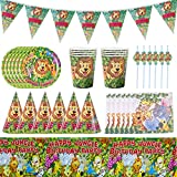 Ksopsdey 67 Decoraciones de Fiesta de Animales, Decoraciones de Mesa de Animales de la Selva, Decoraciones de Mesa de Fiesta de cumpleaños para niños, Conjunto de Decoraciones de Fiesta de cumpleaños