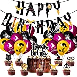 Decoración de fiesta de cumpleaños de mago, 29 piezas, Harry Potter, decoración de fiesta de cumpleaños, cupcake, topper, pancarta, vasos mágicos, corbatas, vasos de mago, varita mágica