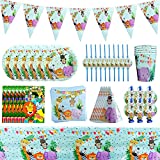 Ksopsdey 83 Suministros de vajilla para fiesta de cumpleaños del zoológico, Plato de papel del zoológico de la selva, Decoraciones de animales del bosque, Decoraciones de mesa para fiestas de safari del zoológico