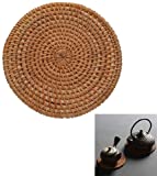 Posavasos de ratán GIVBRO, textura redonda, para tazas de té, resistente al calor, para posavasos, ollas, teteras, 18 cm