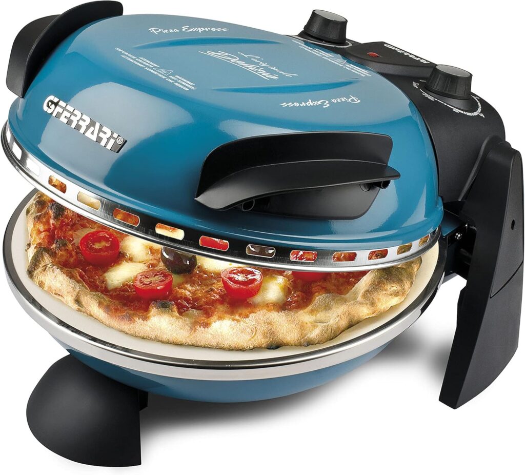G3 Ferrari G10006 - Piedra refractaria nica, Pizza Express Delizia, Horno Pizza, 1200W, 400C, Azul