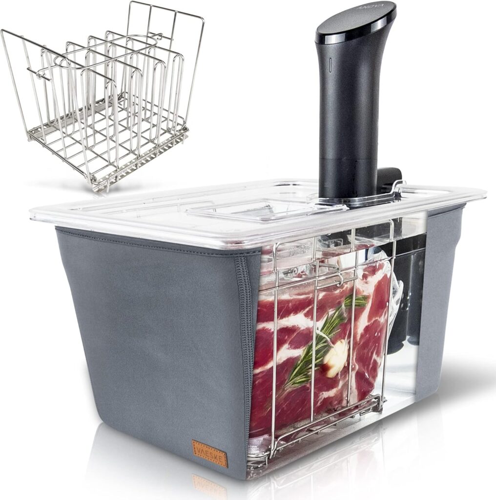 VESKE Recipiente Sous Vide Aislante con Tapa y Rejilla | Funda Neoprene Conserva el Calor y Protege las Encimeras | Compatible con la Mayora de los Roner (11 L)